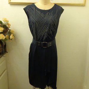 BCBGMaxAzria Runway Blue Midi Studded Dress
